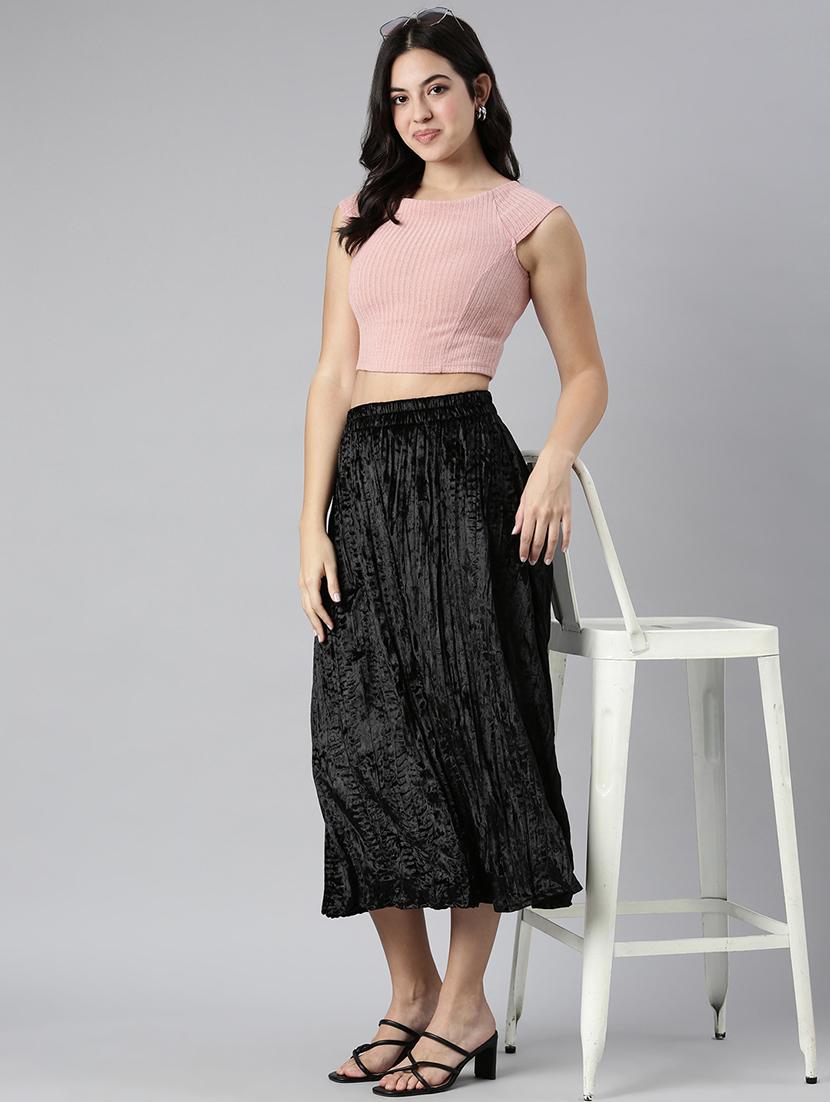women mid-rise solid flared skirt - 21023398 - Standard Image - 3