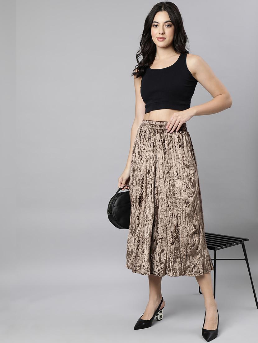 women mid-rise solid flared skirt - 21023399 - Standard Image - 3