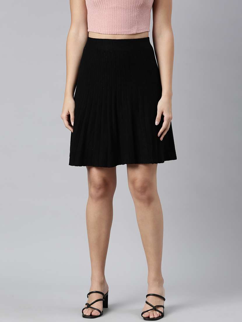 women mid-rise solid flared skirt - 21023402 - Zoom Image - 0