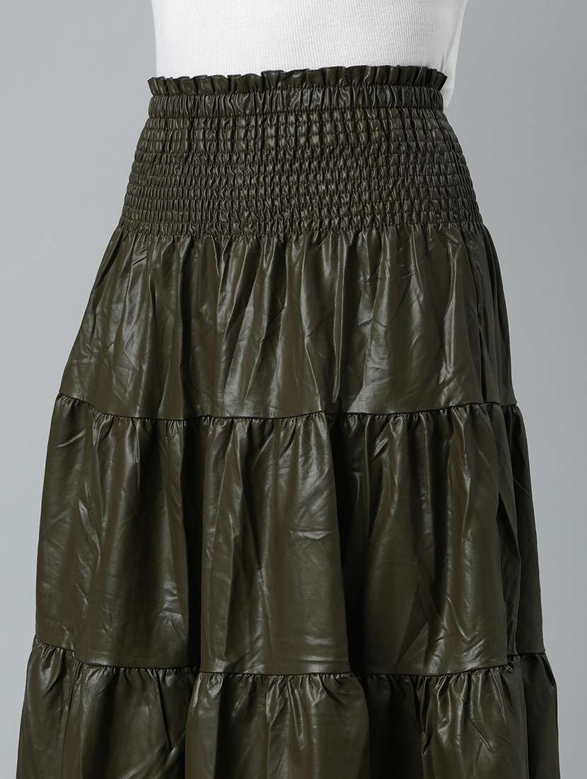 women mid-rise solid tiered skirt - 21023405 - Standard Image - 5