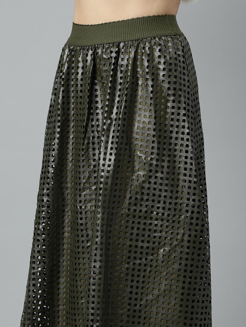 women mid-rise self-designed flared skirt - 21023411 - Standard Image - 5