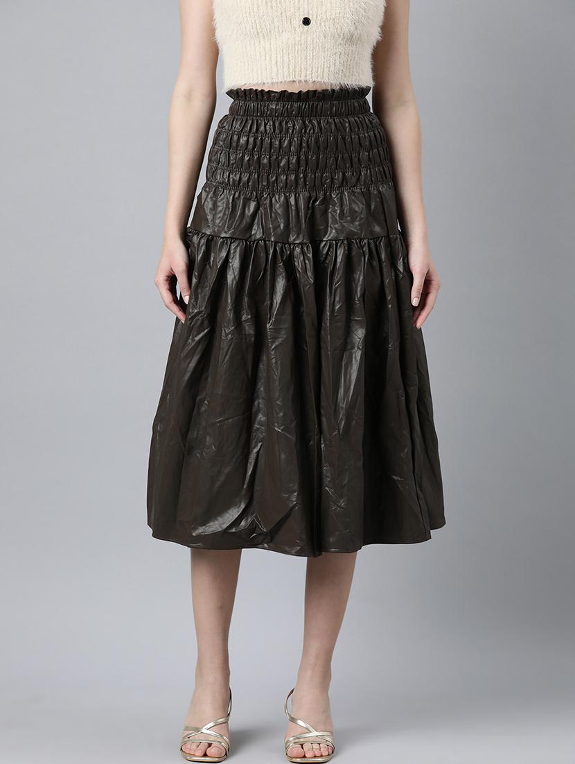 women mid-rise solid flared skirt - 21023413 - Zoom Image - 0