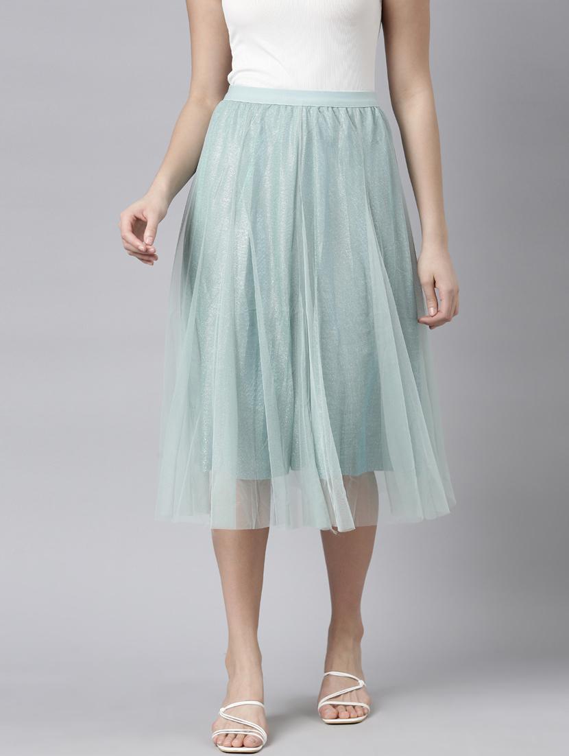 women mid-rise solid flared skirt - 21023457 - Zoom Image - 0