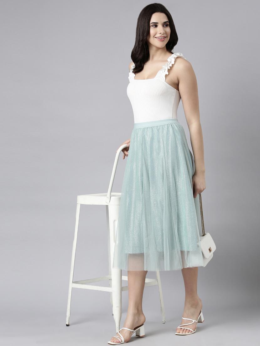 women mid-rise solid flared skirt - 21023457 - Standard Image - 3