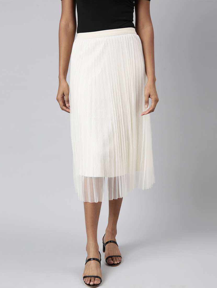 women mid-rise solid flared skirt