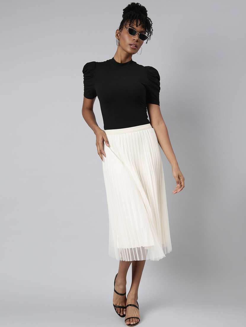 women mid-rise solid flared skirt - 21023466 -  Standard Image - 3
