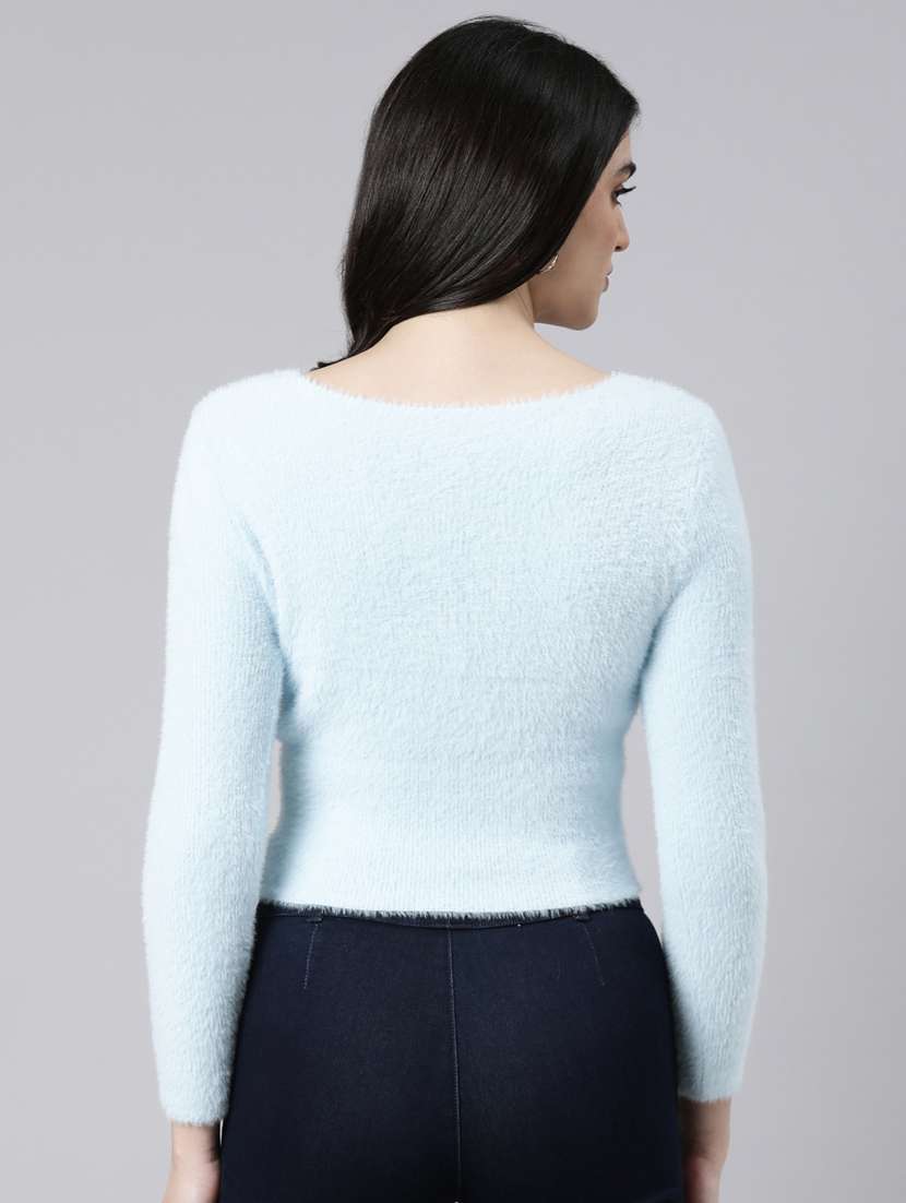women solid acrylic cardigan - 21023495 -  Standard Image - 3
