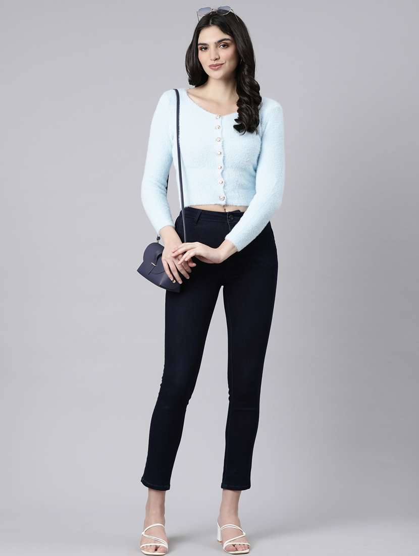 women solid acrylic cardigan - 21023495 -  Standard Image - 5