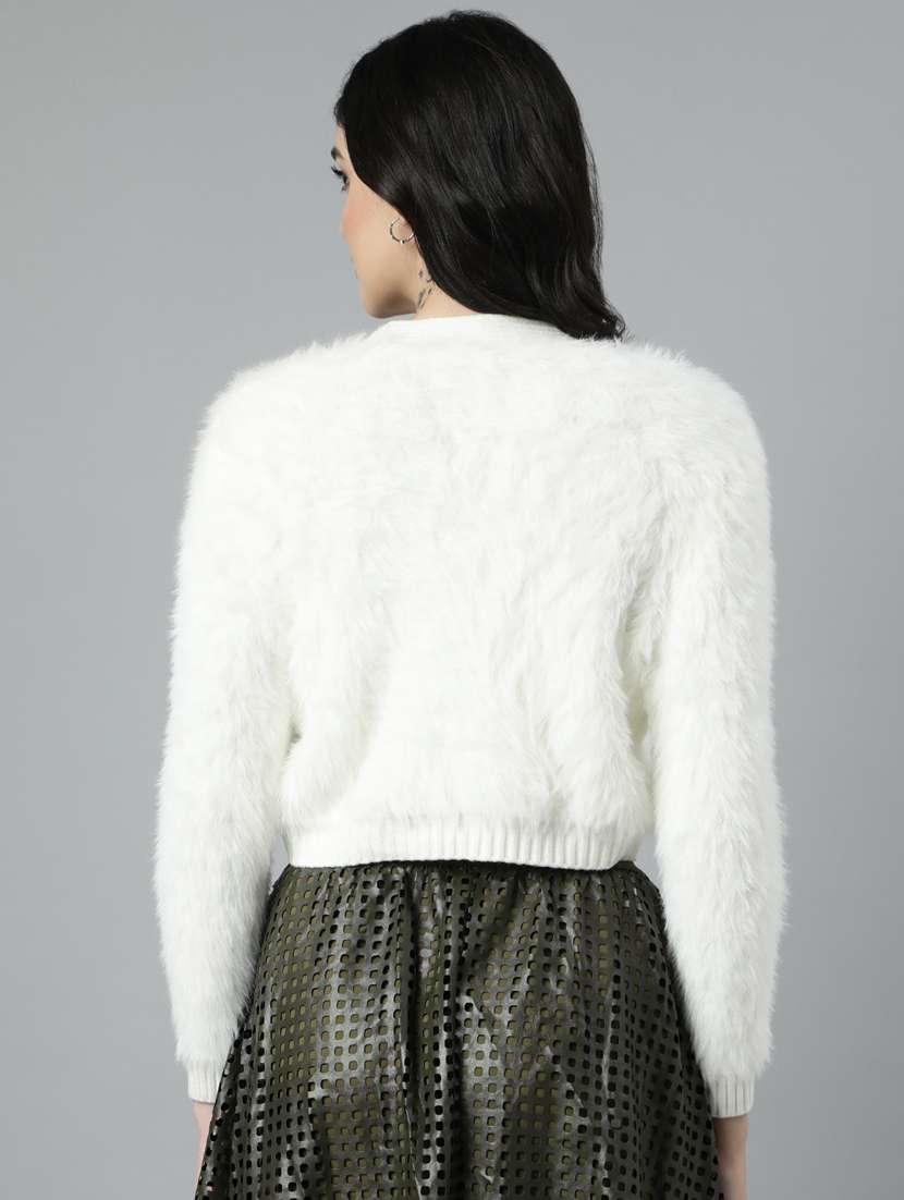 women solid acrylic cardigan - 21023501 -  Standard Image - 3