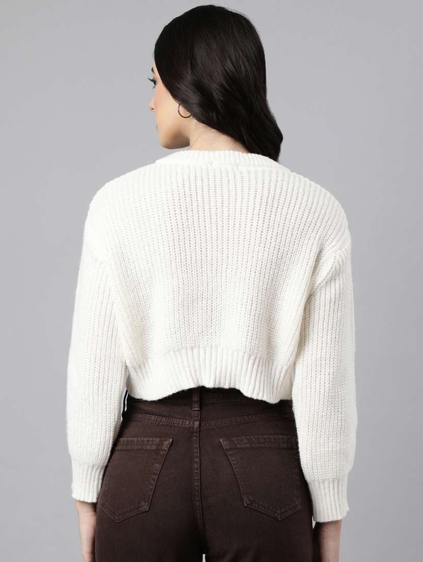 women solid acrylic cardigan - 21023502 -  Standard Image - 3