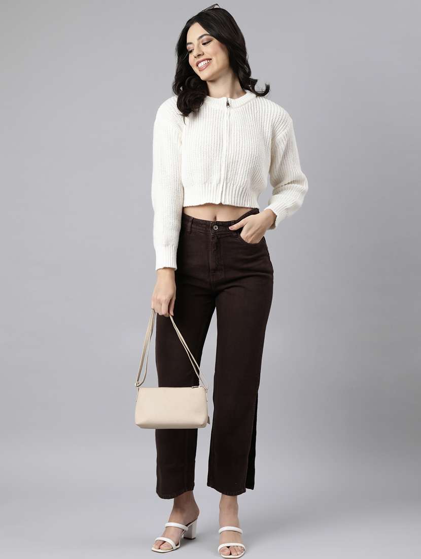 women solid acrylic cardigan - 21023502 -  Standard Image - 5