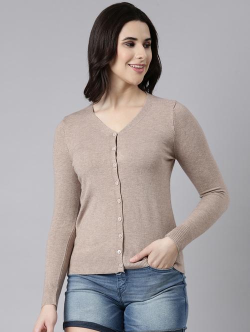 women solid acrylic cardigan - 21023516 -  Standard Image - 0