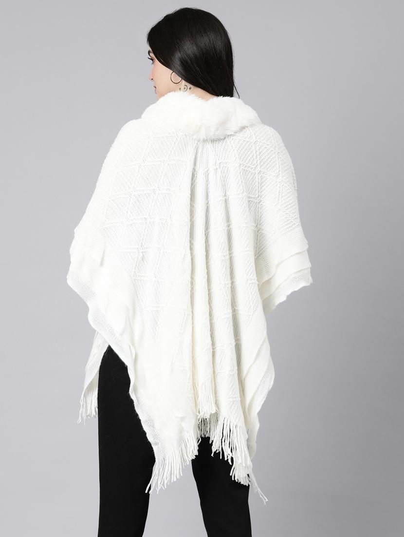 women white self design ponchos - 21023557 - Standard Image - 3
