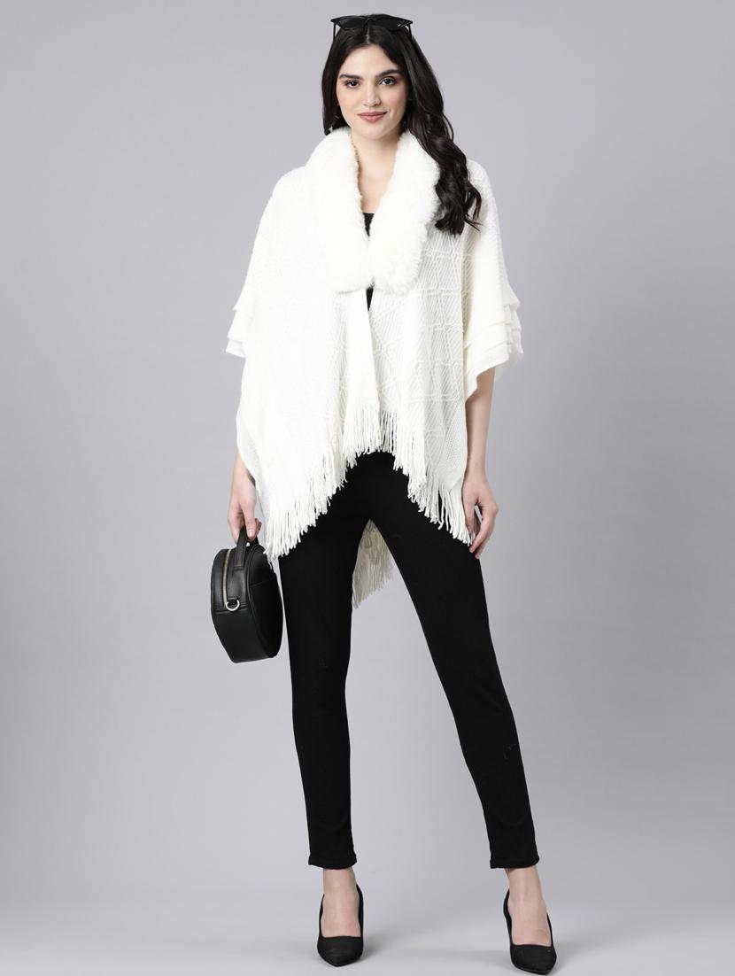 women white self design ponchos - 21023557 - Standard Image - 5