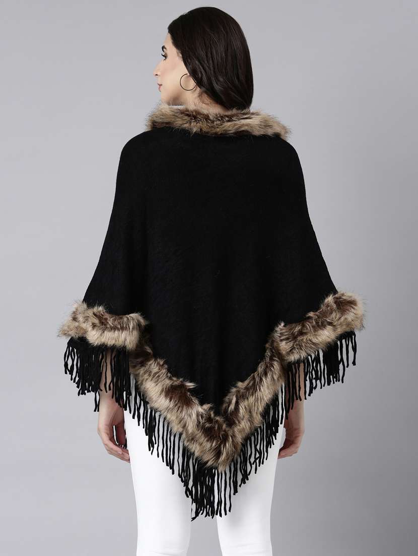 women black solids ponchos - 21023611 -  Standard Image - 3