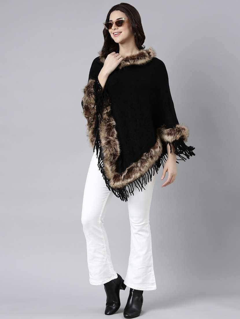 women black solids ponchos - 21023611 -  Standard Image - 5
