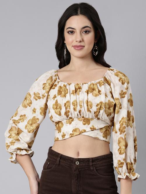 women floral printed blouson top - 21023632 - Standard Image - 0