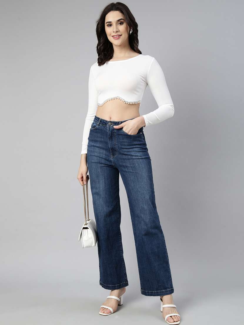 women solid color crop top - 21023669 - Standard Image - 5