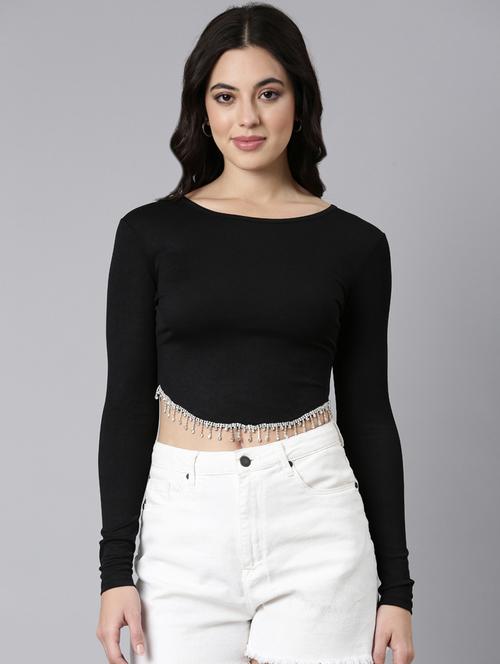 women solid color round neck top - 21023670 -  Standard Image - 0
