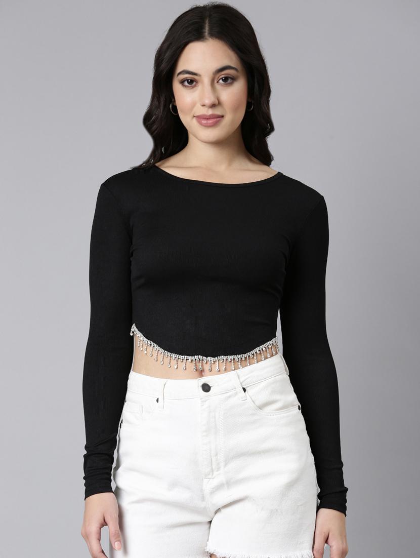 women solid color round neck top - 21023670 -  Zoom Image - 0
