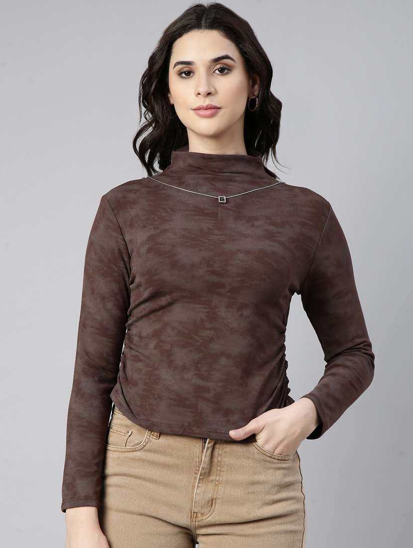 brown acrylic high neck top