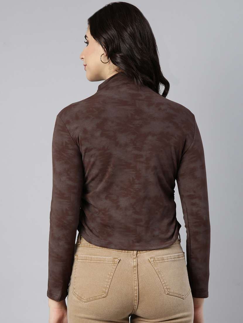 brown acrylic high neck top - 21023679 -  Standard Image - 3