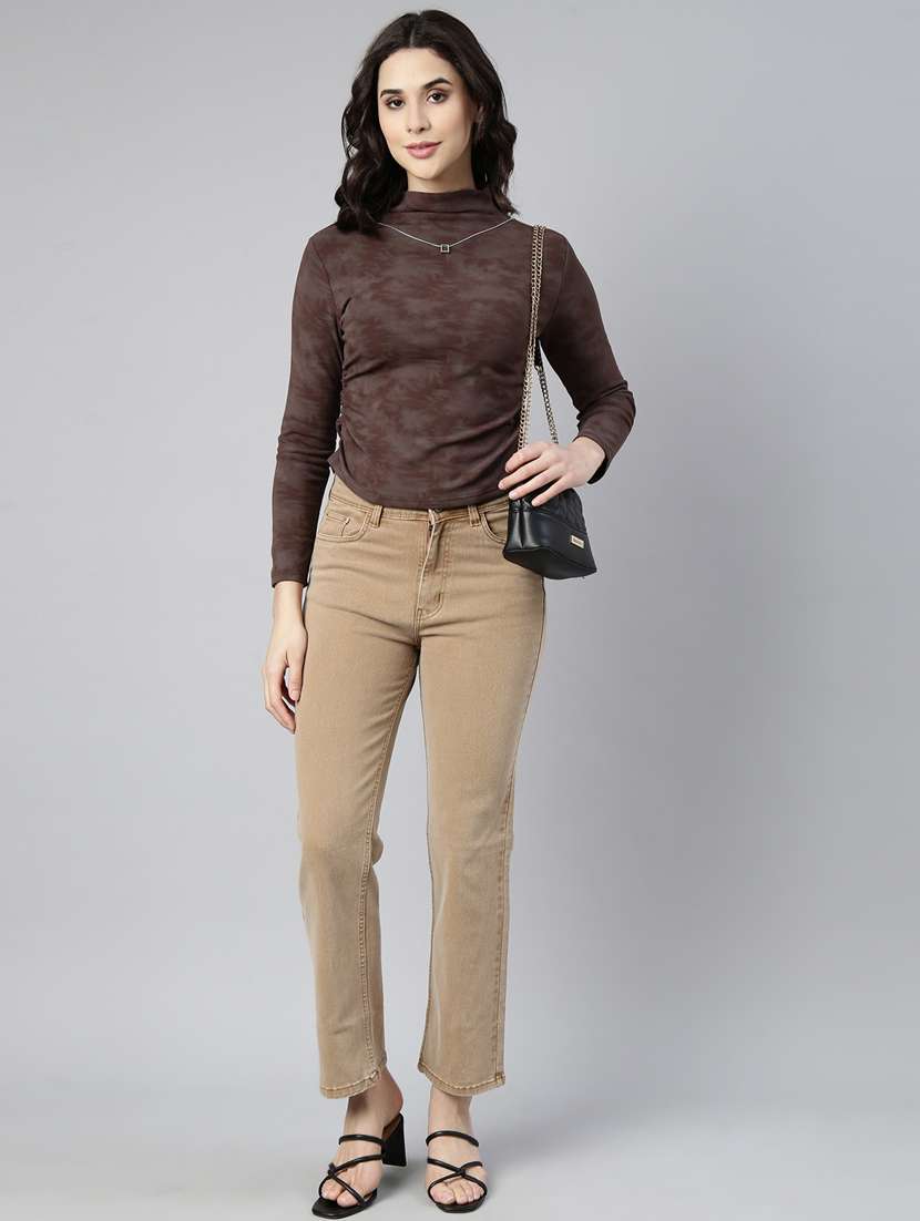 brown acrylic high neck top - 21023679 -  Standard Image - 5