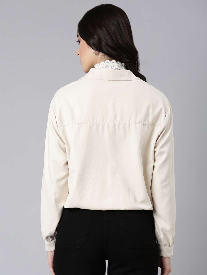 women solid color shirt top - 21023681 - Standard Image - 3