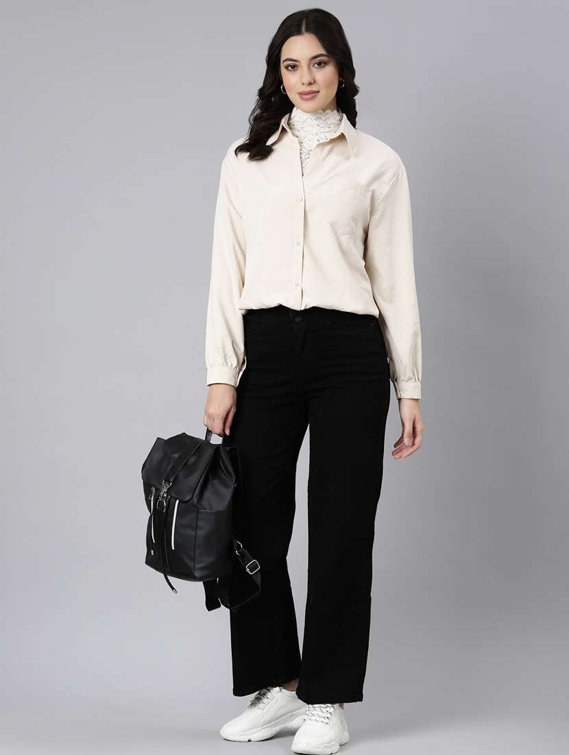 women solid color shirt top - 21023681 - Standard Image - 5