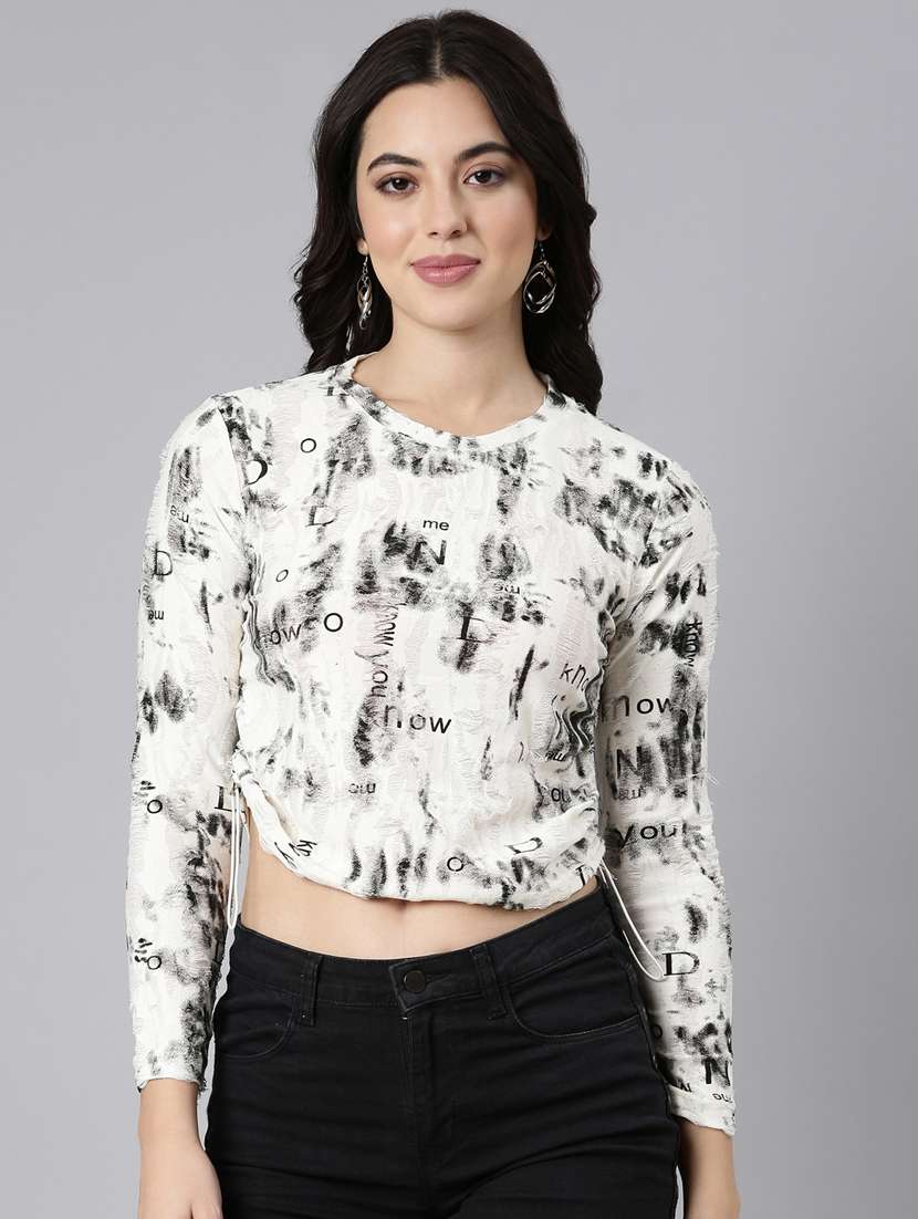 cream cotton blend crop top
