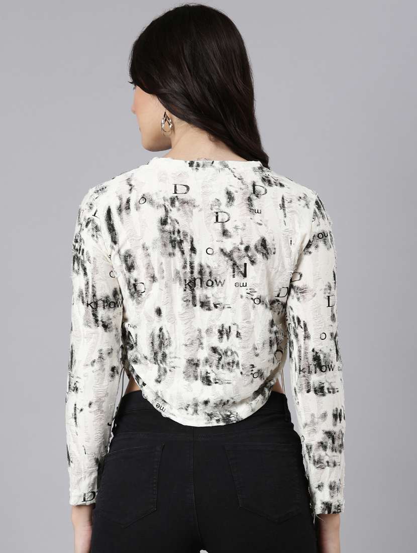 cream cotton blend crop top - 21023686 -  Standard Image - 3