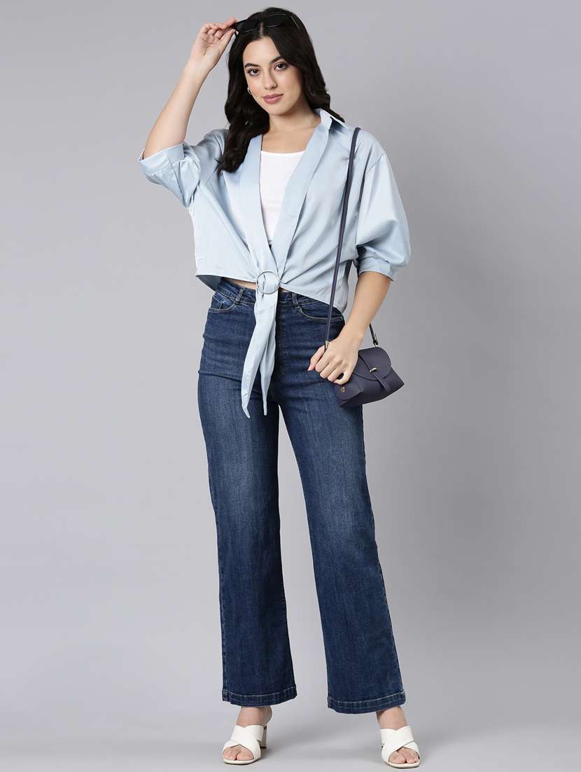 women solid color satin shirt top - 21023693 -  Standard Image - 5