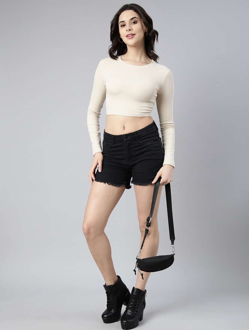 women solid color crop top - 21023730 -  Standard Image - 5