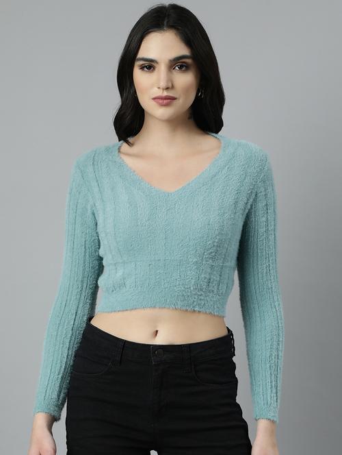teal acrylic crop top - 21023743 - Standard Image - 0