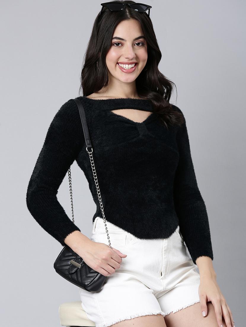 women black solids long sleeves top - 21023747 - Standard Image - 3