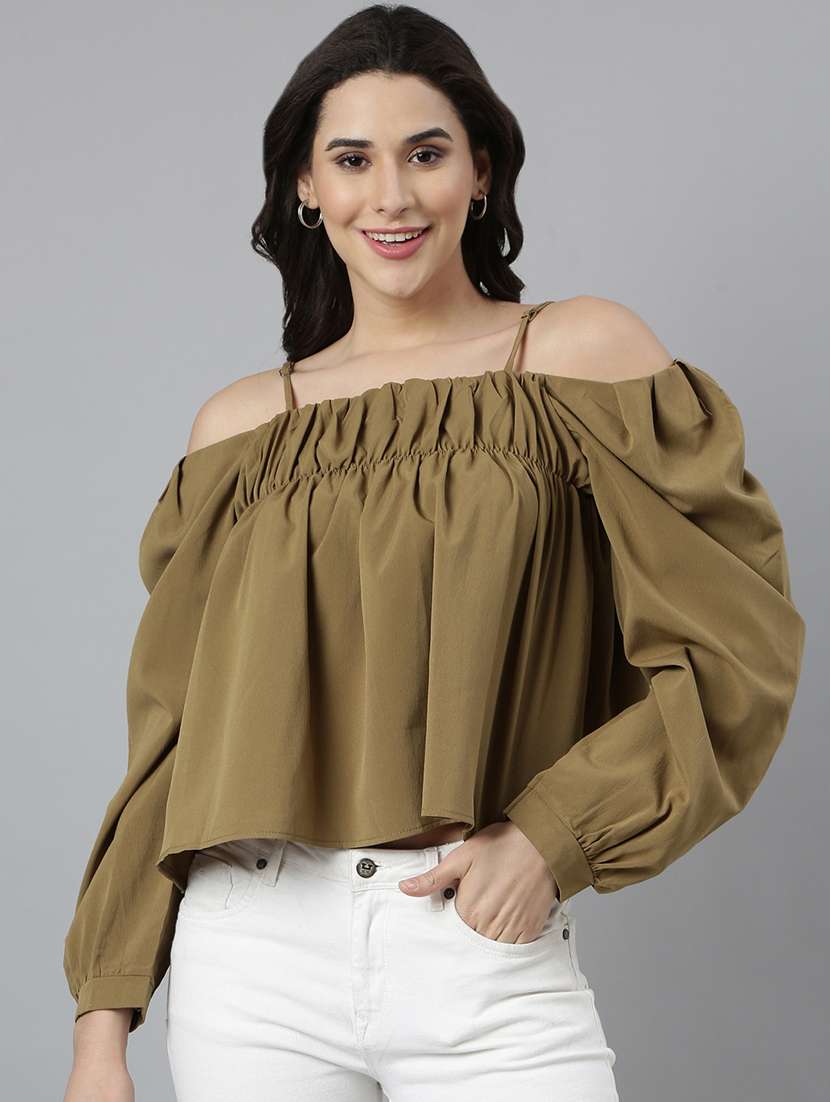 olive off shoulder top