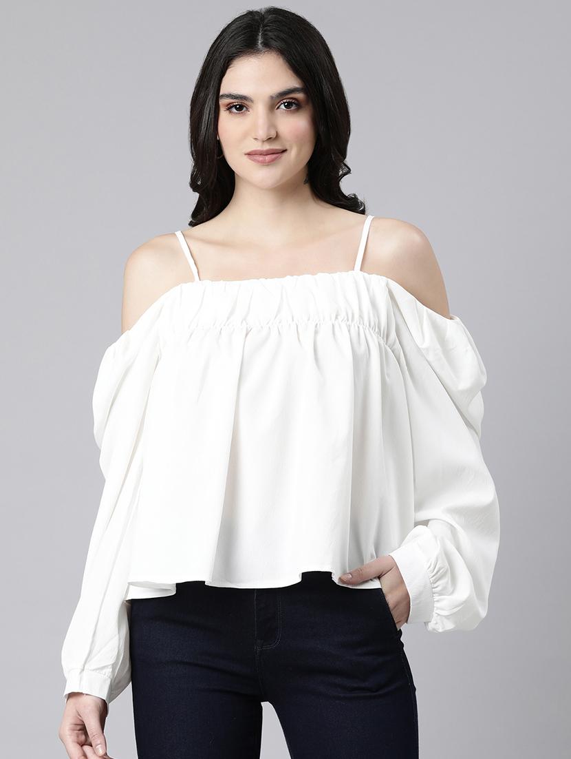 off white off shoulder top - 21023753 - Zoom Image - 0