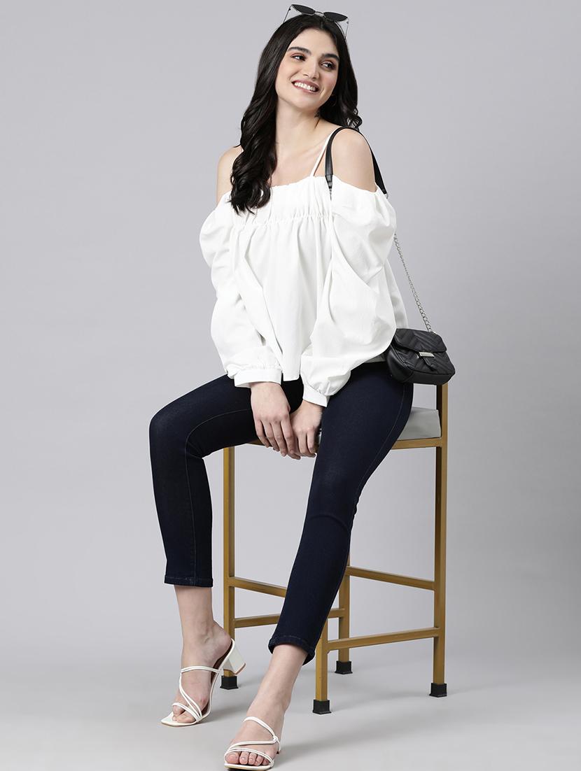 off white off shoulder top - 21023753 - Standard Image - 5