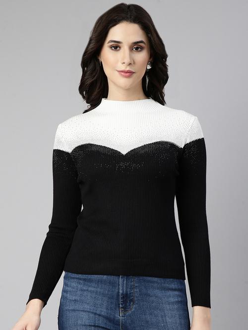 black acrylic high neck top - 21023757 - Standard Image - 0