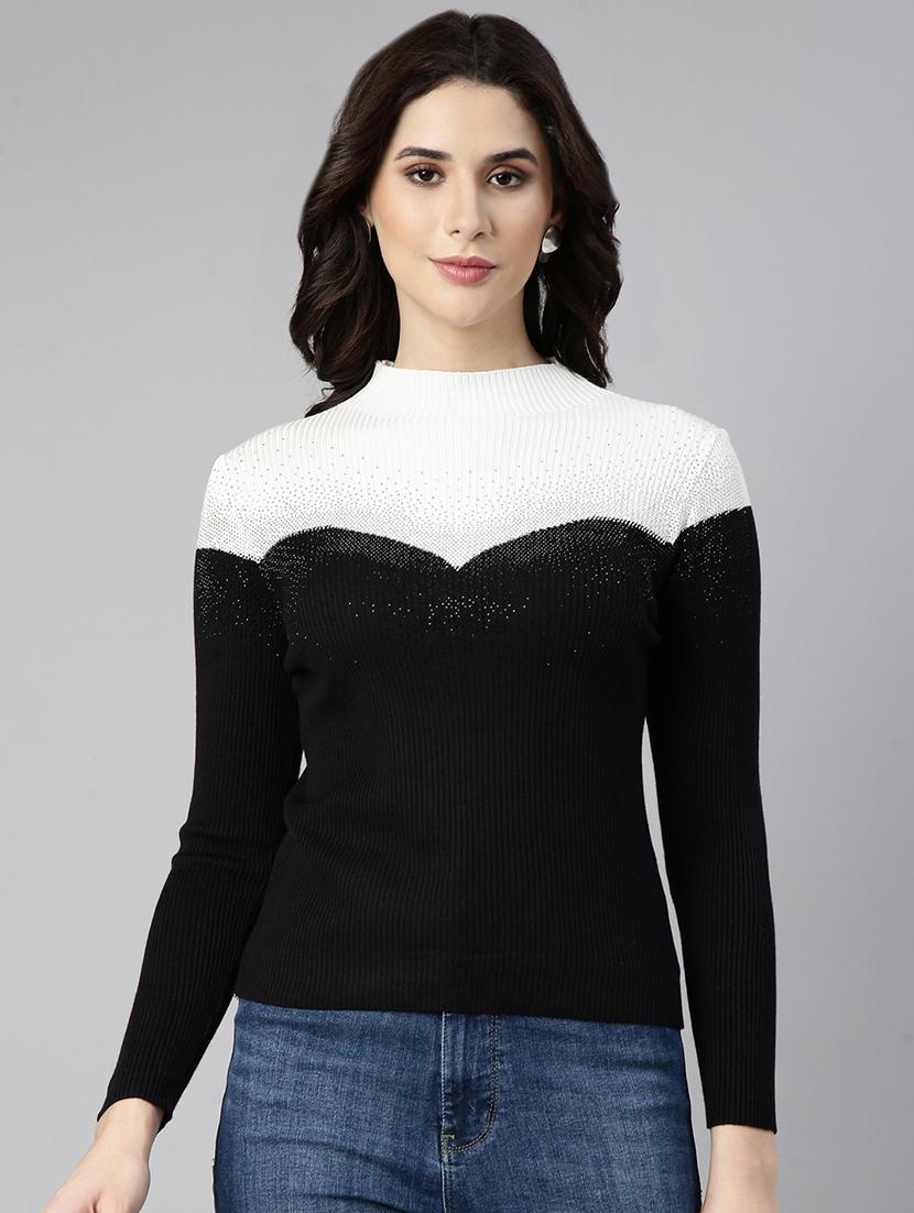 black acrylic high neck top - 21023757 - Zoom Image - 0