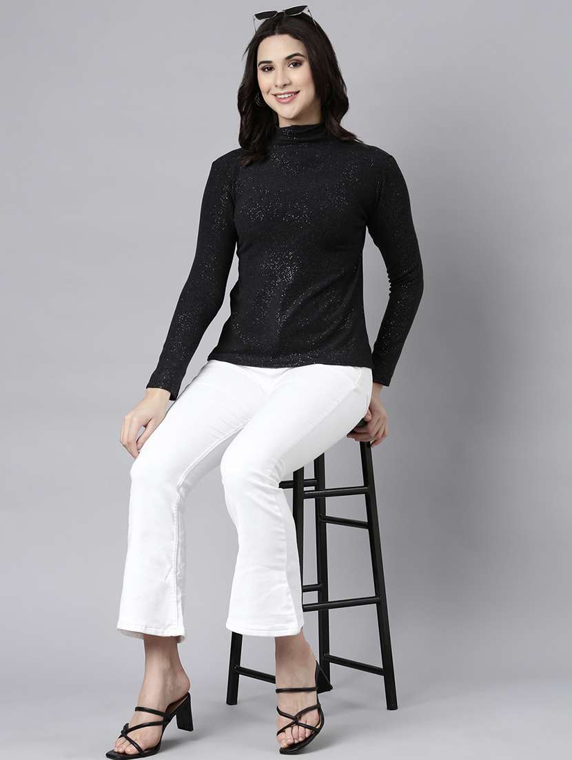 black acrylic high neck top - 21023759 -  Standard Image - 5