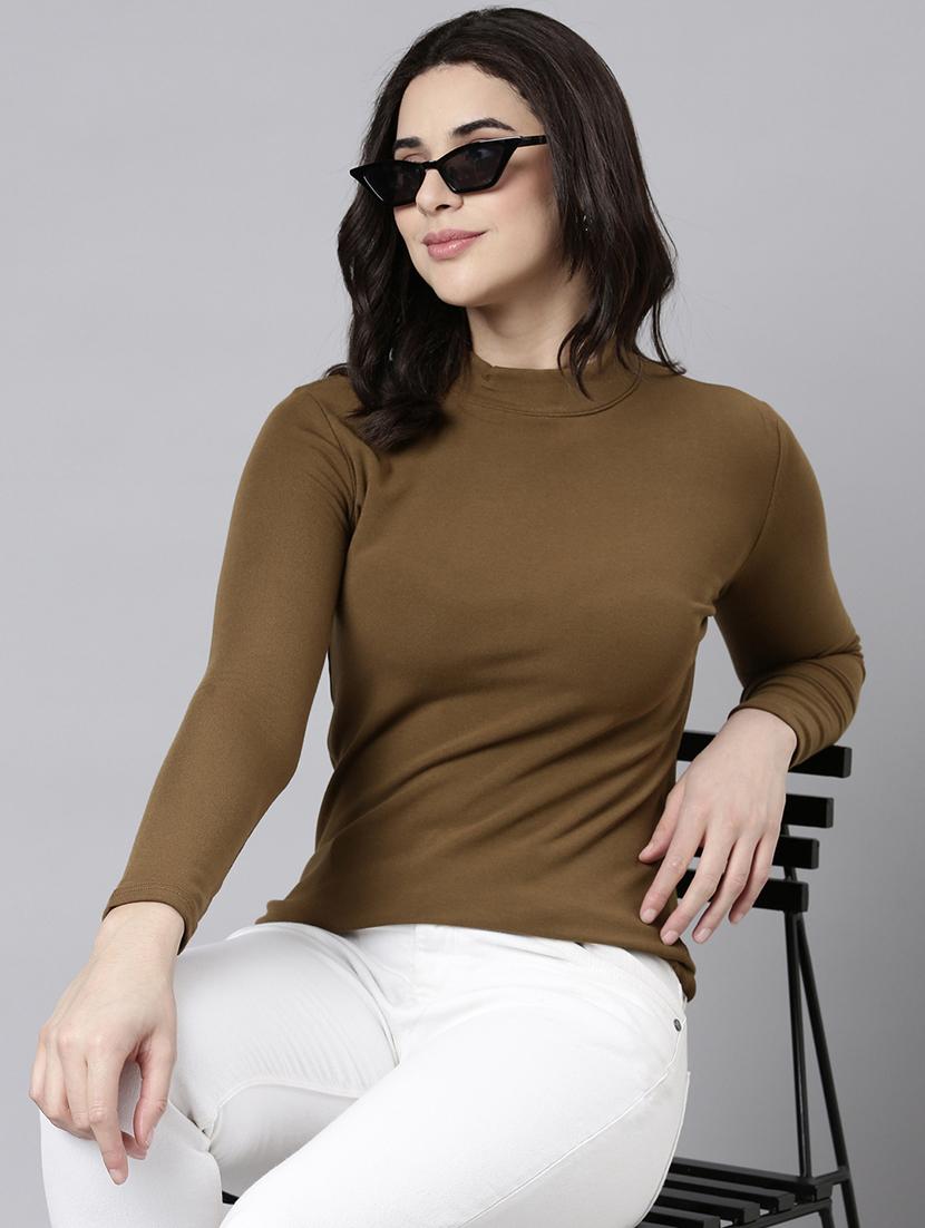 olive cotton blend regular top - 21023768 - Standard Image - 3