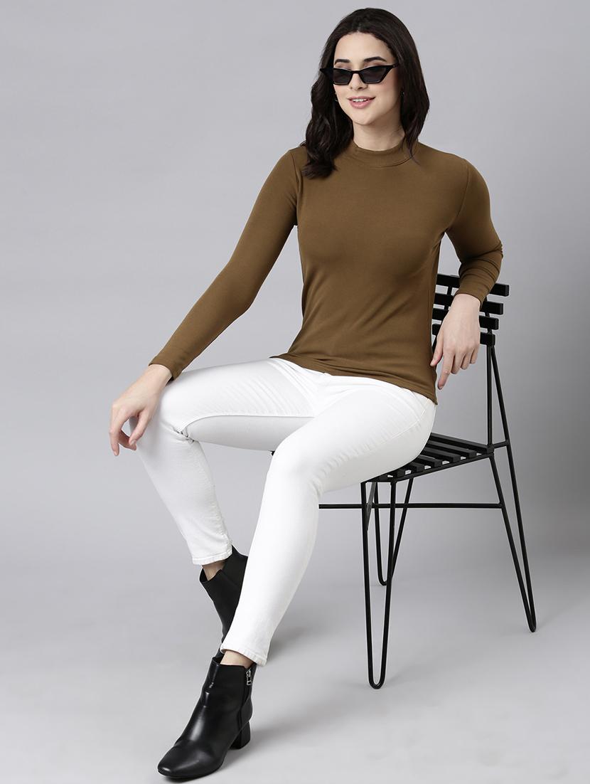 olive cotton blend regular top - 21023768 - Standard Image - 5