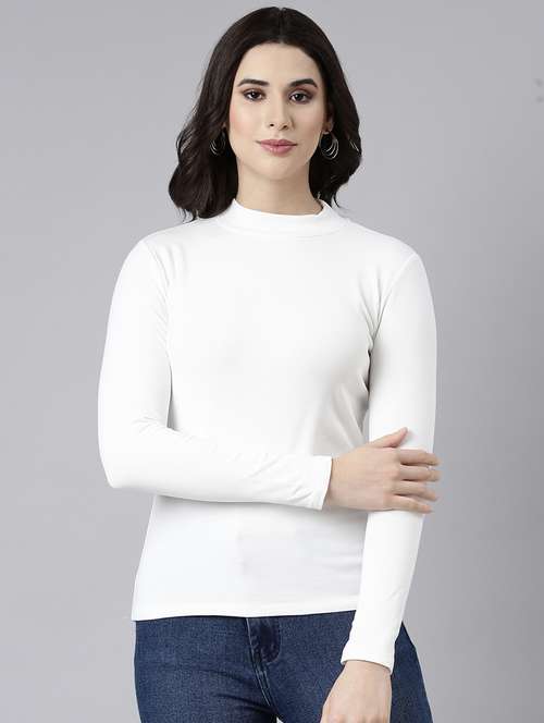 off white cotton blend regular top - 21023769 - Standard Image - 0