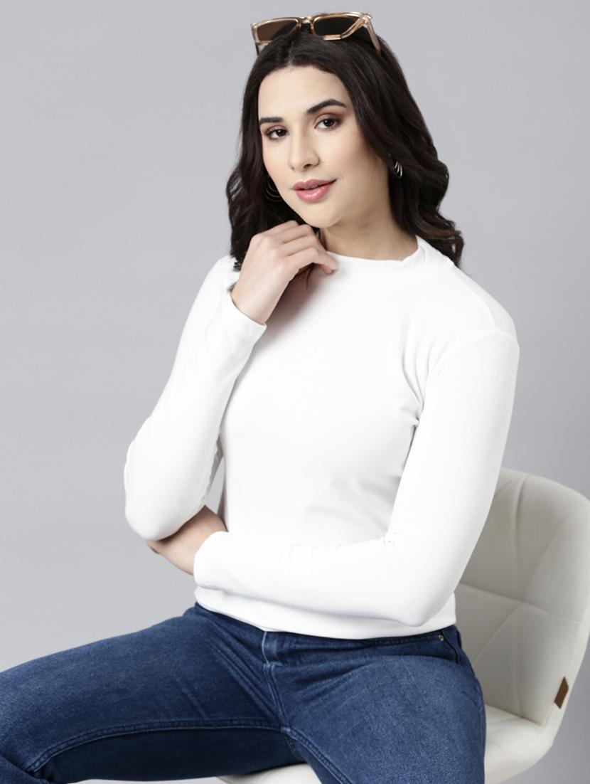 off white cotton blend regular top - 21023769 - Standard Image - 3