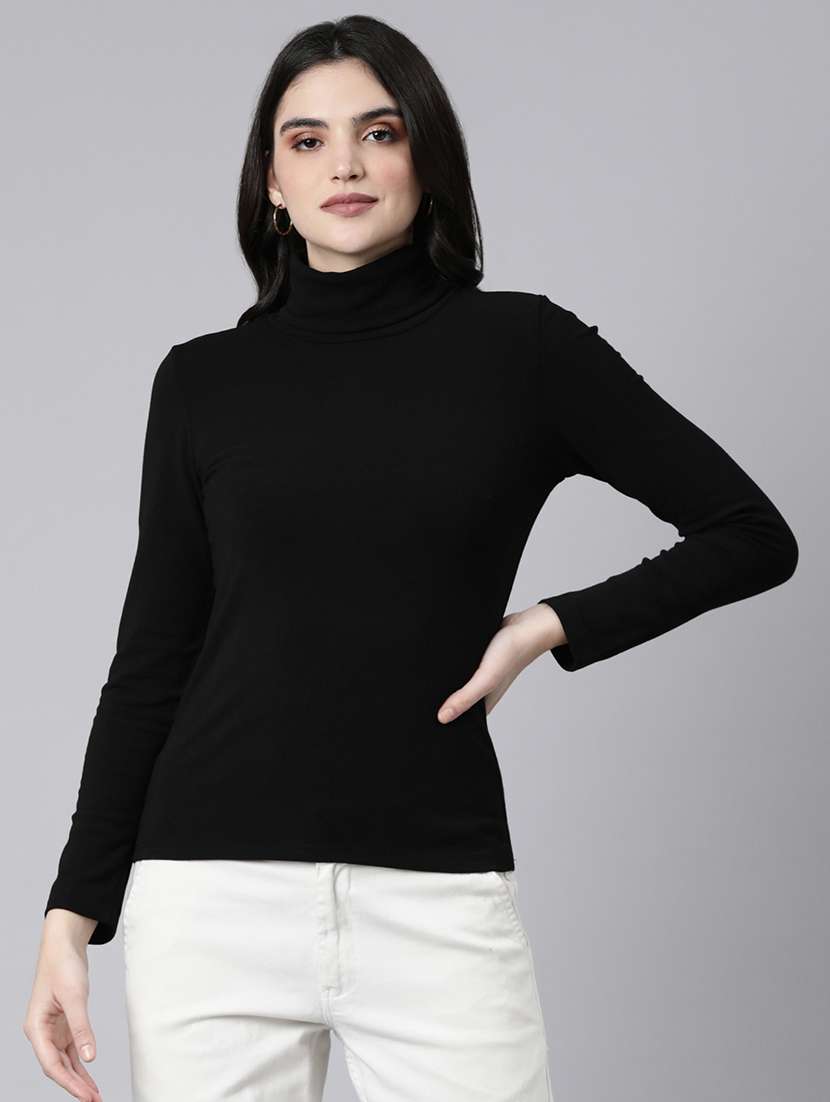 black acrylic high neck top