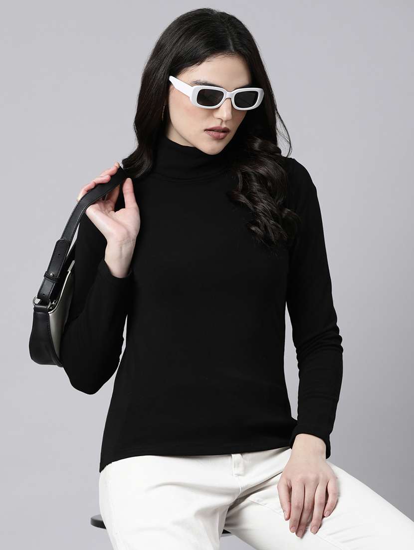 black acrylic high neck top - 21023774 -  Standard Image - 3