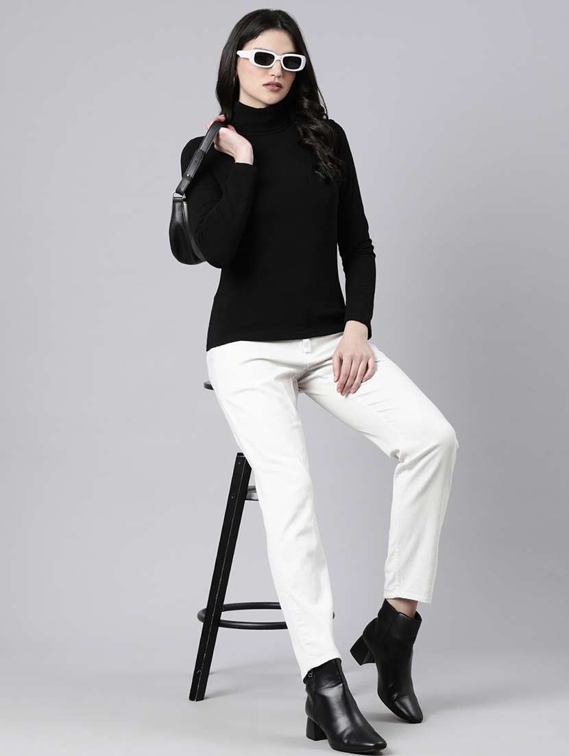 black acrylic high neck top - 21023774 -  Standard Image - 5