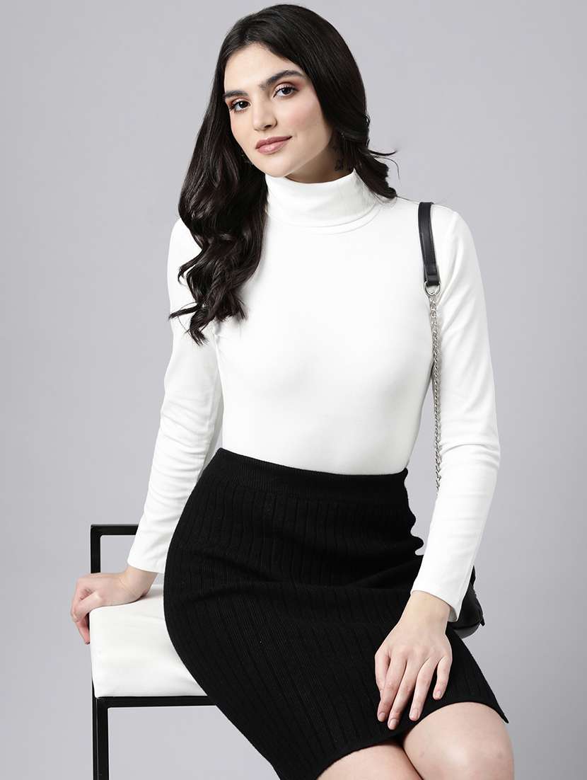 off white acrylic high neck top - 21023775 -  Standard Image - 3