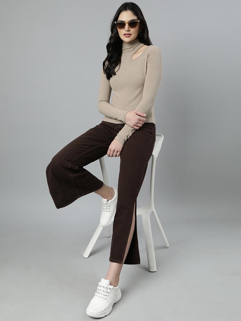 women beige solids long sleeves top - 21023798 - Standard Image - 5
